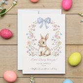 Whimsical Bunny Floral Easter Greeting Feestdagenkaart