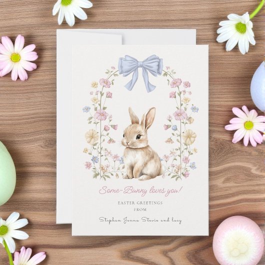 Whimsical Bunny Floral Easter Greeting Feestdagenkaart