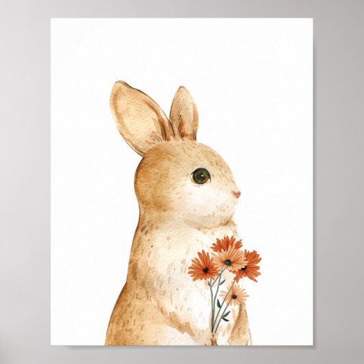 Whimsical Bunny Floral Woodland kwekerij decor Poster (Voorkant)