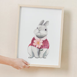Whimsical Bunny Flower Woodland kwekerij Decor Poster