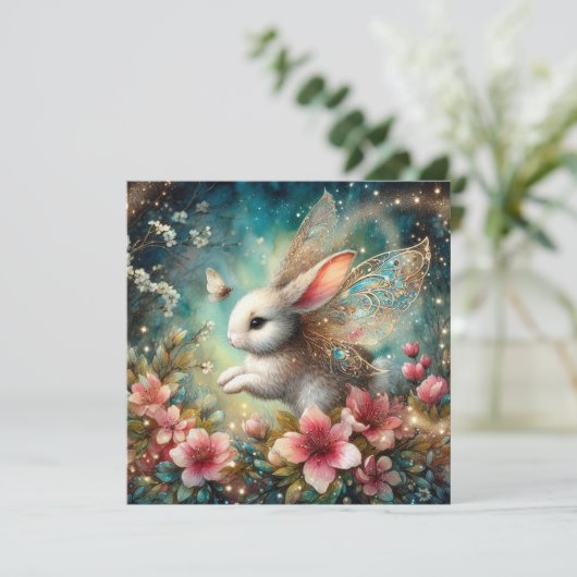 Whimsical Bunny Happy Easter Christelijk Bijbelver Feestdagenkaart (Staand voorkant)