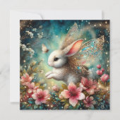 Whimsical Bunny Happy Easter Christelijk Bijbelver Feestdagenkaart (Voorkant)