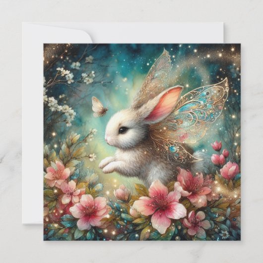 Whimsical Bunny Happy Easter Christelijk Bijbelver Feestdagenkaart (Voorkant)