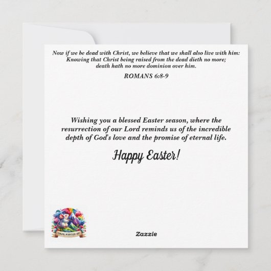 Whimsical Bunny Happy Easter Christelijk Bijbelver Feestdagenkaart (Achterkant)