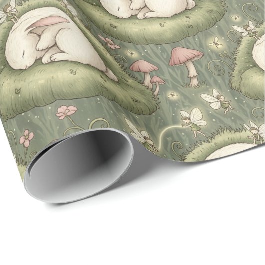 Whimsical bunny Japanese illustration style Cadeaupapier (Rol Hoek)