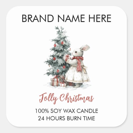 Whimsical Bunny Jolly Christmas Candle Labels (Voorkant)