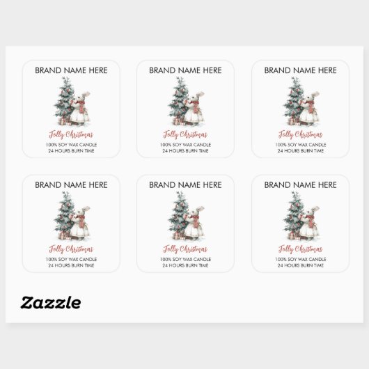 Whimsical Bunny Jolly Christmas Candle Labels (Vel)