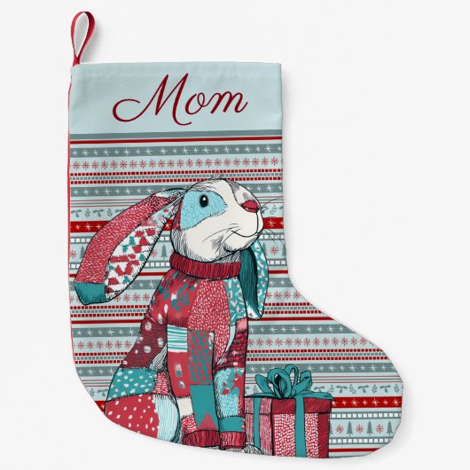 Whimsical Bunny Kleine Kerstsok (Voorkant)