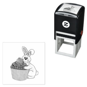 Whimsical Bunny met Boog & Aardbei Cupcake Zelfinktende Stempel