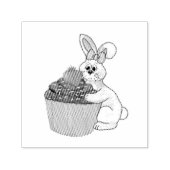 Whimsical Bunny met Boog & Aardbei Cupcake Zelfinktende Stempel (Design)