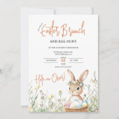 Whimsical Bunny Paasbrunch en Egg Hunt Kaart (Voorkant)
