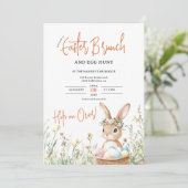 Whimsical Bunny Paasbrunch en Egg Hunt Kaart (Staand voorkant)