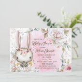 Whimsical Bunny Rabbit Baby Shower Uitnodigingen (Staand voorkant)