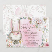 Whimsical Bunny Rabbit Baby Shower Uitnodigingen (Voorkant / Achterkant)