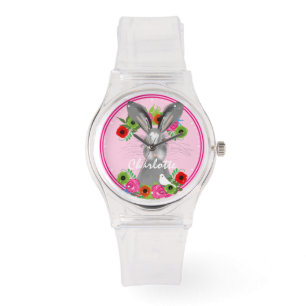 Whimsical Bunny Rabbit Cute Personalized Horloge