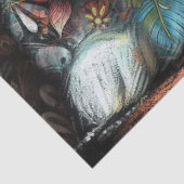 Whimsical Bunny Rabbit Floral Abstracte Decoupage Tissuepapier (Detail)