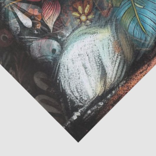 Whimsical Bunny Rabbit Floral Abstracte Decoupage Tissuepapier (Detail)