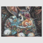 Whimsical Bunny Rabbit Floral Abstracte Decoupage Tissuepapier (Voorkant)