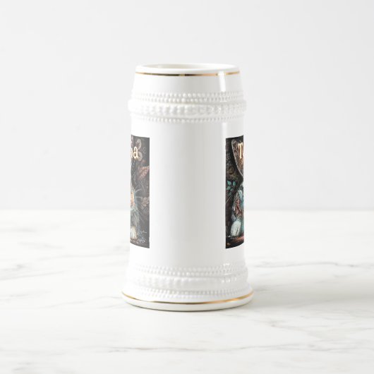 Whimsical Bunny Rabbit Floral gepersonaliseerd Bierpul (Center)