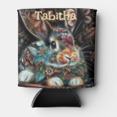 Whimsical Bunny Rabbit Floral gepersonaliseerd Blikjeskoeler (Voorkant)