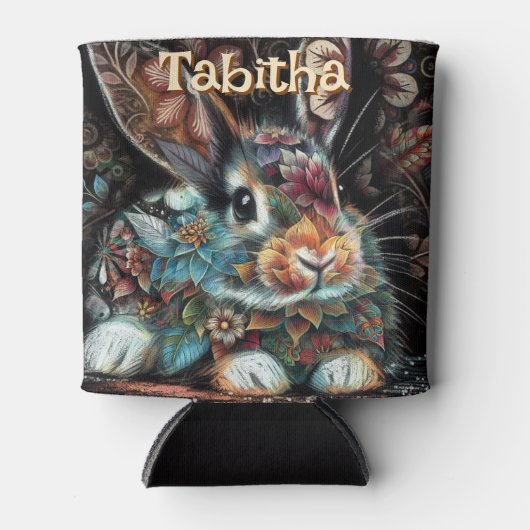 Whimsical Bunny Rabbit Floral gepersonaliseerd Blikjeskoeler (Voorkant)