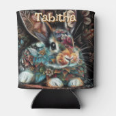 Whimsical Bunny Rabbit Floral gepersonaliseerd Blikjeskoeler (Achterkant)