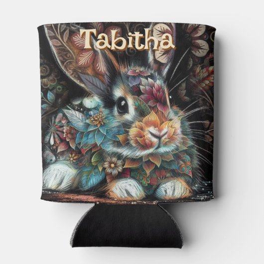 Whimsical Bunny Rabbit Floral gepersonaliseerd Blikjeskoeler (Achterkant)