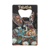 Whimsical Bunny Rabbit Floral gepersonaliseerd Creditkaart Flessenopener (Achterkant)