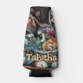 Whimsical Bunny Rabbit Floral gepersonaliseerd Flesjeskoeler