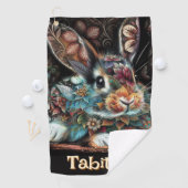 Whimsical Bunny Rabbit Floral gepersonaliseerd Golfhanddoek (Insitu)
