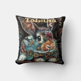 Whimsical Bunny Rabbit Floral gepersonaliseerd Kussen