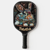 Whimsical Bunny Rabbit Floral gepersonaliseerd Pickleball Paddle (Achterkant)