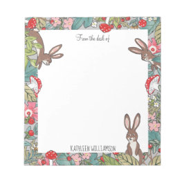 Whimsical Bunny Rabbit Mushroom Woodland Custom Notitieblok