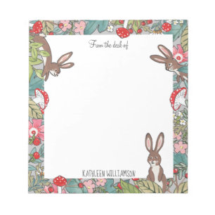 Whimsical Bunny Rabbit Mushroom Woodland Custom Notitieblok