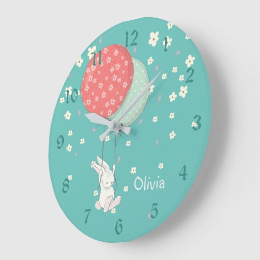 Whimsical Bunny Rabbit Nursery Grote Klok (Hoek)