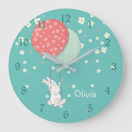 Whimsical Bunny Rabbit Nursery Grote Klok