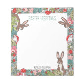 Whimsical Bunny Rabbit Pushroom Easter Custom Notitieblok (Voorkant)