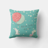 Whimsical Bunny Rabbit Sjabloon Nursery Kussen (Achterkant)