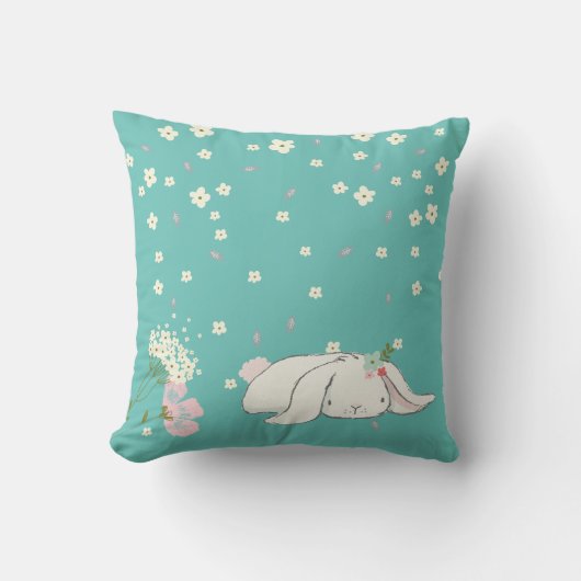 Whimsical Bunny Rabbit Sjabloon Nursery Kussen (Voorkant)