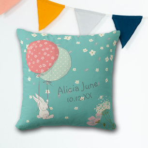 Whimsical Bunny Rabbit Sjabloon Nursery Kussen