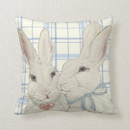 Whimsical Bunny Rabbits Blue Pset Easter Kussen