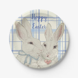 Whimsical Bunny Rabbits Blue Pset Easter Papieren Bordje