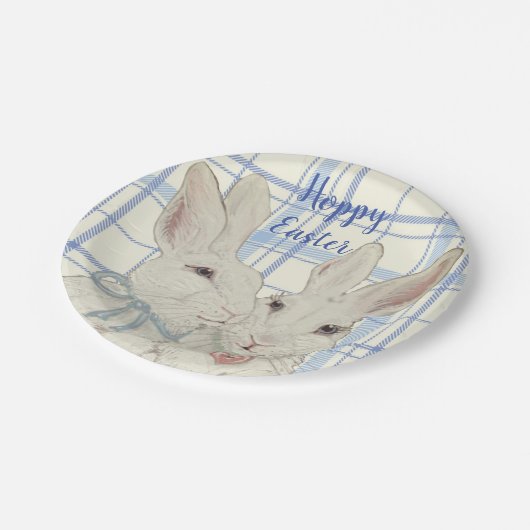 Whimsical Bunny Rabbits Blue Pset Easter Papieren Bordje (Gekanteld)