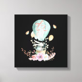Whimsical Bunny Riding in a Hot Air Balloon Canvas Afdruk (Voorkant)