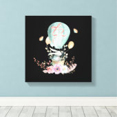 Whimsical Bunny Riding in a Hot Air Balloon Canvas Afdruk (Insitu (Houten vloer))
