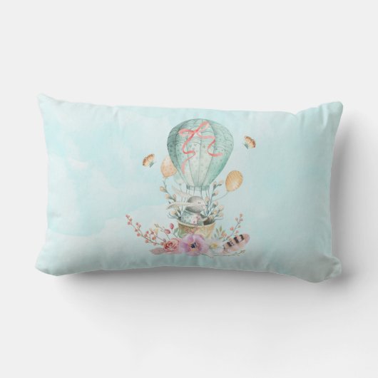 Whimsical Bunny Riding in een Hot Air Ballon Baby Kussen (Achterkant)