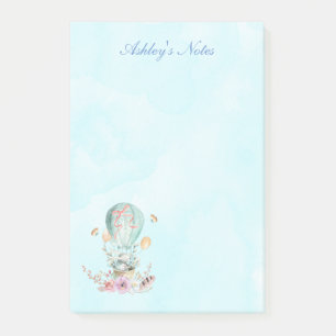 Whimsical Bunny Riding in een Hot Air Ballon Custo Post-it® Notes