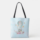 Whimsical Bunny Riding in een Hot Air Ballon Custo Tote Bag (Achterkant)