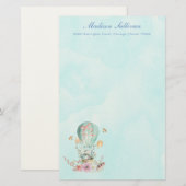 Whimsical Bunny Riding in een luchtballon Briefpapier (Voorkant / Achterkant)