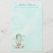Whimsical Bunny Riding in een luchtballon Briefpapier (Voorkant)